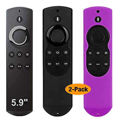 Product Cover 2Pack Remote Case Cover for Fire TV and Fire TV Stick (1st Gen), Auswaur Silicone Remote Protective Case for 5.9 inch Fire TV and Fire TV Stick with Alexa Voice Remote Control - Black and Purple