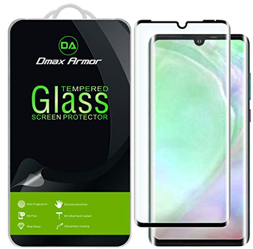 Product Cover [2-Pack] Dmax Armor for Huawei (P30 Pro) Tempered Glass Screen Protector, [Full Screen Coverage][3D Curved Glass] Anti-Scratch, Anti-Fingerprint, Bubble Free, (Black)