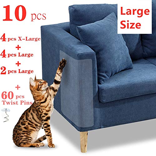 Product Cover 10 Pcs Furniture Protectors from Cats, Clear Self-Adhesive Cat Scratch Deterrent, Couch Protector 4 Pack X-Large (18