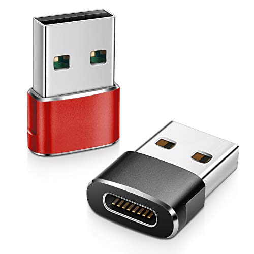 Product Cover Elebase USB C Female to USB Male Adapter (2 Pack) (Upgraded Version),Type C to USB A Connector,Works with Laptops,Chargers,and More Devices with Standard USB A Interface (Black&Red)