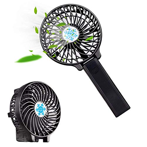 Product Cover Mini Portable Fan with LED Light, LEEMOON Collapsible Personal Fan USB Rechargeable Battery, Lightweight Handheld Cooling Fan, Electric Desktop Air Fan for Travel, Office (Black)