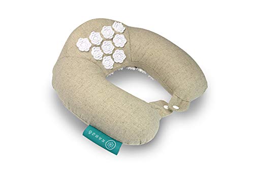 Product Cover Kanjo - Memory Foam Acupressure Neck Pillow - High Density Memory Foam Core - Travel Accessory Pillow - Relieves Neck Pain and Back Pain - Includes Carry Bag