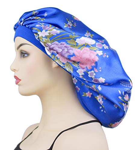Product Cover Satin Sleep Caps for Women & Girls, Wide Band Satin Bonnet Sleeping Cap Night Hat Head Cover for Natural Hair, Braids