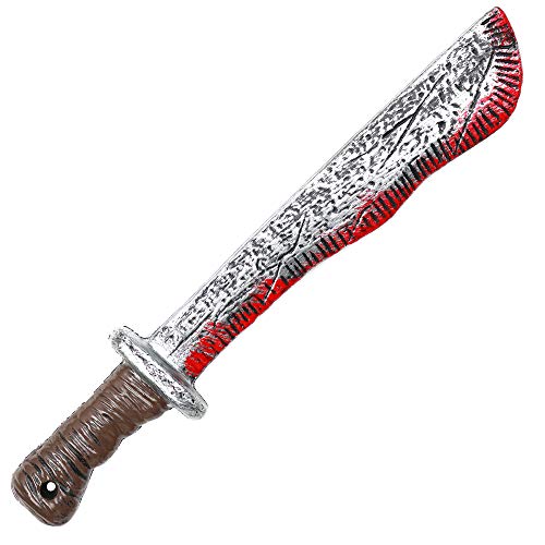 Product Cover Skeleteen Bloody Machete Costume Prop - Fake Realistic Bleeding Knife Toy for Costumes and Cosplay