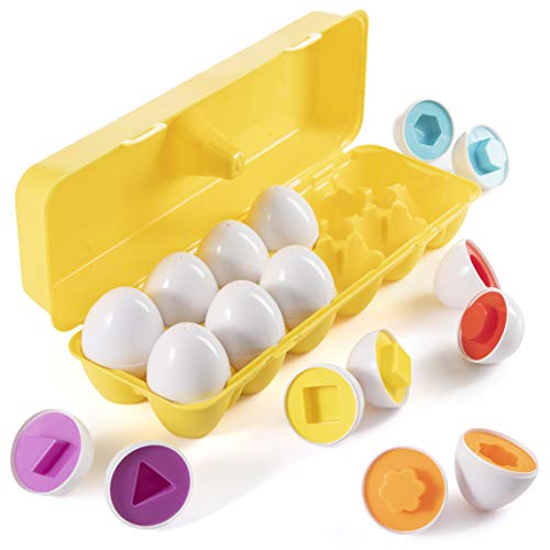 Product Cover Prextex My First Find and Match Easter Matching Eggs with Yellow Eggs Holder - STEM Toys Educational Toy for Kids and Toddlers to Learn About Shapes and Colors Easter Gift