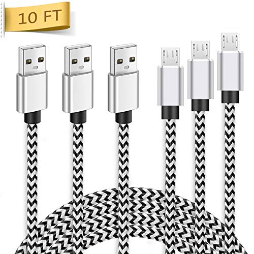 Product Cover Fast Charger Cable Phone/Tablet Power Cord 10FT 3Pack Android Charging Compatable with Samsung Tablet Galaxy Tab A 10.1