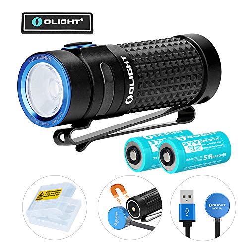 Product Cover Olight S1R II 1000 Lumen Compact Rechargeable EDC Flashlight with IMR16340 Battey, Upgraded Magnetic Charging Cable and Olight Patch£¨2pcs Battery Pack)£