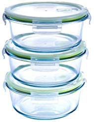 Product Cover Round Glass Meal Prep Containers[3-Pack, 32oz],Airtight Glass Lunch Containers with Lids,Glass Food Storage Containers BPA-Free,Microwave, Oven, Freezer, Dishwasher Safe