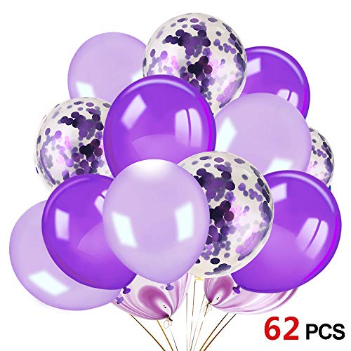 Product Cover Konsait 60pcs 12 Inch Purple and White Balloons Confetti Balloons Latex Balloons for Birthday Party Decoration Girls Baby Shower Decorations Wedding Ceremony Princess Party