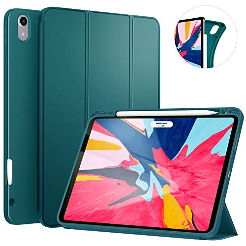 Product Cover Ztotop Case for iPad Pro 11 Inch 2018 with Pencil Holder-Lightweight Soft TPU Back Cover and Trifold Stand with Auto Sleep/Wake,Support 2nd Gen Pencil Charging, Ink Green