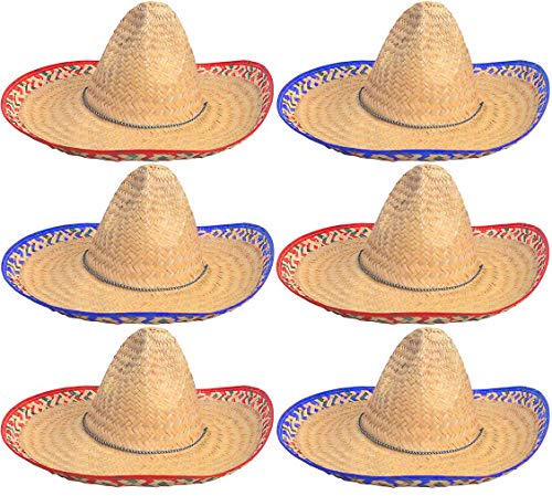 Product Cover Sombrero Hats Bulk 6 Pack Fits Most Men and Women Cinco de Mayo Fiesta theme party Costume 4E's Novelty