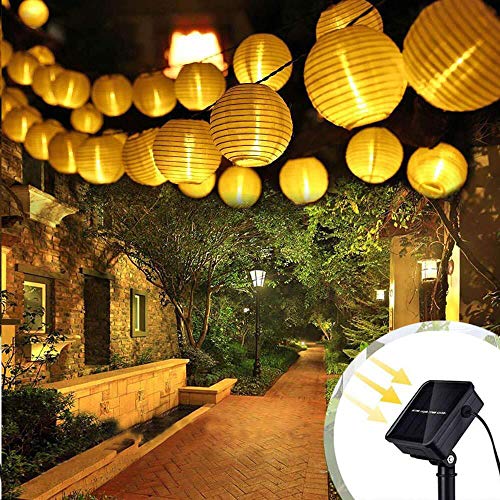 Product Cover ALOVECO Solar String Lights Outdoor Lanterns 6.5m/21.3fts 30 LED Waterproof Outdoor Solar Lights Garden Chinese Lantern, String Lights Fairy Lights for Party Christmas Garden Yard（Warm White）