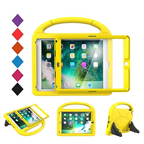Product Cover BMOUO Kids Case for New iPad 9.7 2018/2017 - Built-in Screen Protector Shockproof Light Weight Handle Convertible Stand Case for iPad 9.7 Inch 2018 (6th Generation) / 2017 (5th Gen) - Yellow