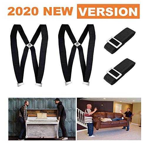 Product Cover Kingmax Moving Straps, 2-Person Lifting and Moving System - Easily Move, Lift, Carry Furniture, Appliances, Mattresses, Heavy Object Without Back Pain. Great Tool for Moving Supplies (Black)