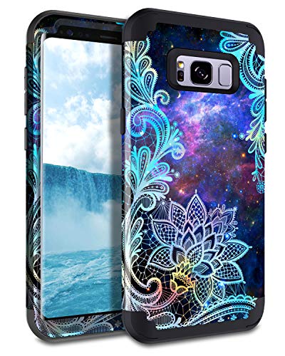 Product Cover Casetego Compatible Galaxy S8 Plus Case,Floral Three Layer Heavy Duty Hybrid Sturdy Armor Shockproof Full Body Protective Cover Case for Samsung Galaxy S8 Plus,Mandala
