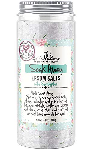 Product Cover Bella And Bear Soak Away Eucalyptus Bath Salts With Pure Epsom Salt And Eucalyptus Leaves - Epsom Salts For Soaking Sore Muscles