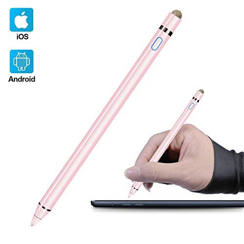 Product Cover Active Stylus Compatible with Apple iPad, Homagical Stylus Pen for Touch Screens, Rechargeable Capacitive 1.5mm Fine Point iPad Pen Tablets Stylus with Pen Bag/Anti-friction Glove