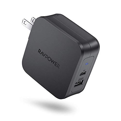 Product Cover USB C Charger, RAVPower 61W USB Wall Charger PD 3.0 Type C Charger, Dual Port USB Charger, Compatible with iPhone 11/11 Pro / 11 Pro Max, MacBook Pro Air, Dell XPS, iPad Pro 2018 and More - Black