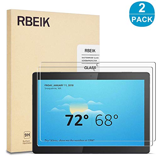 Product Cover [2PACK] Lenovo Smart Tab M10 Screen Protector Glass, RBEIK 9H Hardness Anti-Scratch Anti-Fingerprint Glass Easy-Install Screen Protector Tempered Glass for Lenovo Smart Tab M10 Tablet