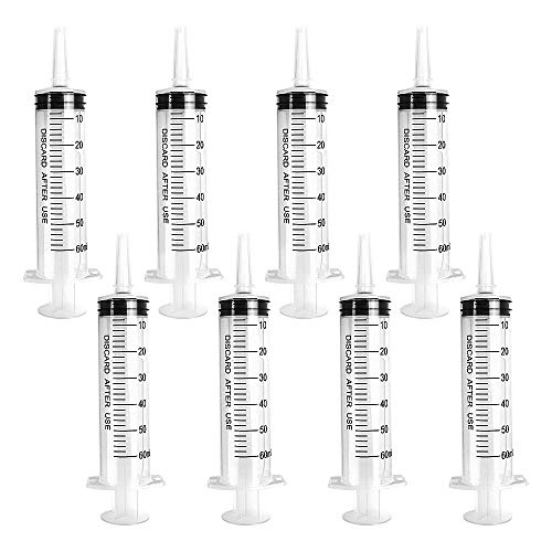 Product Cover DEPEPE 8 Packs 60ml Large Plastic Catheter Tip Syringe with Caps Multiple Uses for Scientific Lab, Measurement and Dispensing
