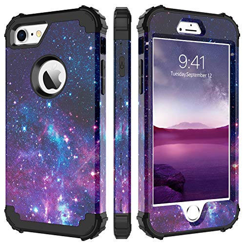 Product Cover iPhone 8 Case, iPhone 7 Case, BENTOBEN Heavy Duty Shockproof 3 in 1 Slim Hybrid Hard PC Soft Silicone Bumper Space Galaxy Design Protective Phone Case Cover for iPhone 8 /iPhone 7 (4.7