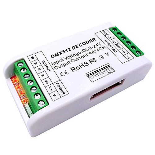 Product Cover GIDERWEL Mini 4 Channel RGBW DMX Decoder,16A RGBW RGB LED Strip Controller DMX 512 Decoder Dimmer Driver For LED Strip Module DC9-24V