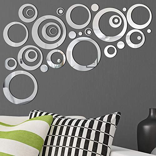 Product Cover Removable Wall Sticker Decal Acrylic Mirror Setting for Home Living Room Bedroom Decor (Style B, 32 Pieces)