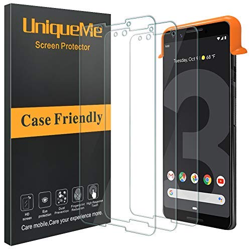 Product Cover [3 Pack] UniqueMe Compatible with Google Pixel 3 Screen Protector,[Alignment Frame Easy Installation] HD Clear Tempered Glass Anti-Scratch