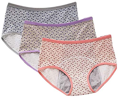 Product Cover Teens Cotton Menstrual Period Panties Girls Heavy Flow Leak Proof Hipster Underwear Women Postpartum Briefs 3 Pack