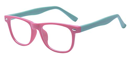 Product Cover Outray Kids Computer Blue Light Blocking Glasses for Boys and Gilrs Anti Eyestrain (Pink&Blue, 46)