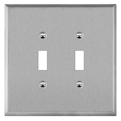 Product Cover ENERLITES Toggle Light Switch Metal Wall Plate, Corrosive Resistant, Over Size 2-Gang 5.5