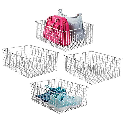 Product Cover mDesign Large Farmhouse Metal Wire Storage Basket Bin Box with Handles for Organizing Closets, Shelves and Cabinets in Bedrooms, Bathrooms, Entryways and Hallways - 16