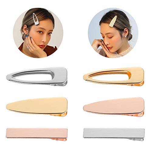 Product Cover Decorative Alligator Hair Clips for Women Girls, Funtopia 6 Pack Fashion Oversize Metal Duck Bill Clips Hair Barrettes Hair Pins for Thick Hair (Gold, Silver, Rose gold)