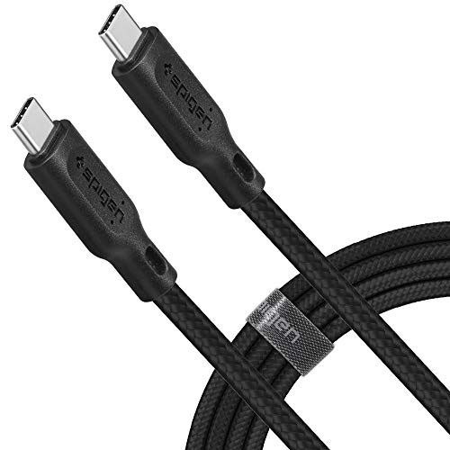 Product Cover Spigen DuraSync USB C to USB C Cable Power Delivery PD [4.9ft][Premium Cotton Braided] Fast Charging Cable Type C Works with MacBook, iPad Pro 2018, Galaxy, Pixel with a Cable Organizer