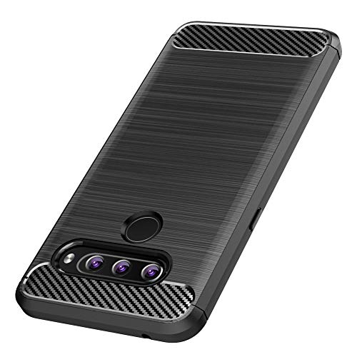 Product Cover LG V50 ThinQ Case, LG V50 Case, Vinve [Slim Thin] Carbon Fiber TPU Shock Absorption Anti-Scratches Flexible Soft Protective Case Cover for LG V50 / V50 Thinq (Black)