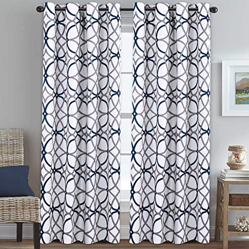 Product Cover H.VERSAILTEX Blackout Curtains 96 Inches Length Home Decoration Room Darkening Curtain Panels Pair for Bedroom/Living Room/Dining - Energy Smart Thermal Insulated Grommet Draperies, Dark Denim & Grey