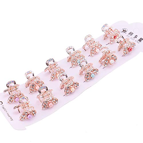 Product Cover JETEHO Pack of 12 Mini Hair Clips Metal Crystals Rhinestones Hair Claws Pins Clamps for Girls and Women