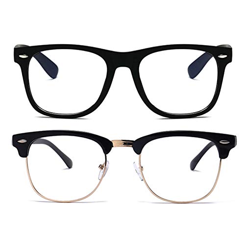 Product Cover Unisex Blue Light Blocking Glasses Square/Half Frame Eyeglasses Frame Anti Blue Ray for Computer Game Eyewear
