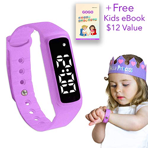 Product Cover GOGO Potty Training Watch - Water Resistant Timer and Child Reminder- Toilet Trainer Alarm Watches for Boys, Girls, Kids and Toddlers with a Soft Pink Purple Strap and Adjustable Alerts