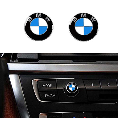 Product Cover Enseng 2 Piece BMW Radio Button Emblem Sticker, 12mm Badge Decals Decoration Logo Fit for BMW (BMW)