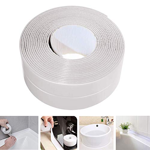 Product Cover Caulk Strip LIKEGOR Flexible Self Adhesive Sealing Tape Waterproof for Kitchen Bathroom Tub Shower Floor Wall Seam (White, 126x1.5 Inches)