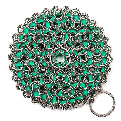 Product Cover GreaterGoods Cast Iron Chainmail Scrubber, Easy on Your Hands, Dishwasher Safe, Cleaner Scraper & Scrubber for your Cast Iron Skillet, Wok, or Pan
