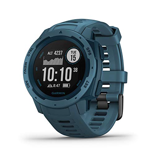 Product Cover Garmin Instinct, Rugged Outdoor Watch with GPS, Features GLONASS and Galileo, Heart Rate Monitoring and 3-axis Compass, Lakeside Blue