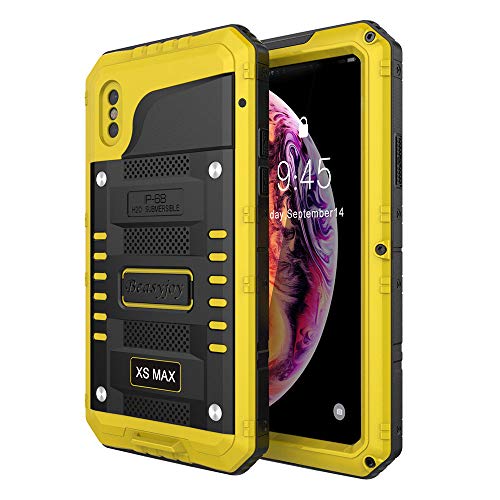 Product Cover Beasyjoy iPhone Xs Max Case, Heavy Duty Built-in Screen Full Body Protective Waterproof Shockproof Tough Rugged Hybrid Military Grade Defender Outdoor (Yellow)