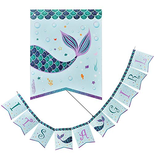Product Cover WERNNSAI Magical Mermaid Party Supplies - IT'S A GIRL Banner Bunting Baby Shower Party Decorations for Girls Pre-strung