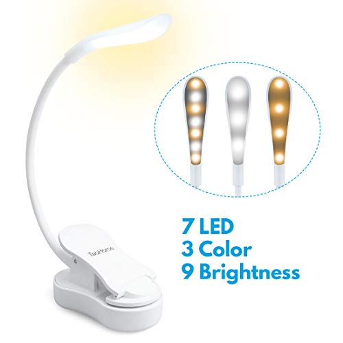 Product Cover TaoHorse Book Light, Mini Rechargeable 7 LEDs Eye Care Reading Light, Touch Control Dimmable Clip on Light for Reading in Bed, 9 Brightness Levels, 3 Colors Changing, Perfect for Bookworms & Kids