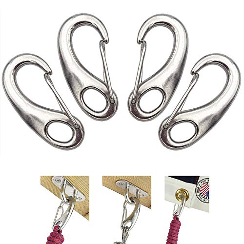 Product Cover Snap Hook 4PCS Stainless Steel Clip Multifunctional Quick Link Carabiner Flag Pole Hardware to Attach with Rope