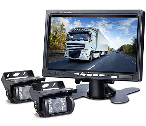 Product Cover DVKNM Upgrade Dual Backup Camera Monitor Kit,1280X720P HD,IP69 Waterproof Rearview Reversing Rear View Camera 7'' LCD Reversing Monitor Truck/Semi-Trailer/Box Truck/RV - HD Transmission- (TZ102)