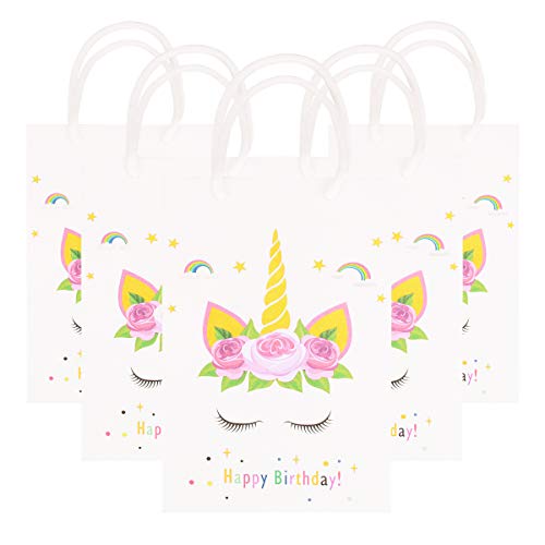 Product Cover 15 Pack Gift Toy Treat bags for Kids Unicorn Themed Birthday PartyParty Favor Gift Bags with Dreamlike Unicorn Design