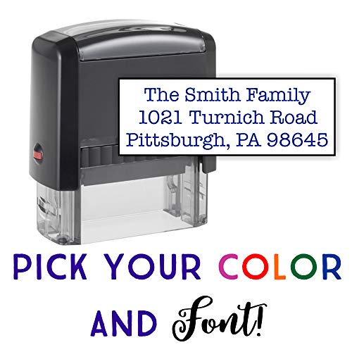 Product Cover Custom Stamp - 20 Font Options - Self-Inking Address Stamp - Up to 3 Lines